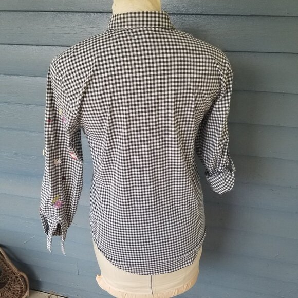 Vintage Floral Gingham Blouse + S - Picture 6 of 9